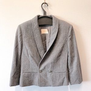 Vintage Pendleton Cropped Heather Gray Wool Blazer with 3/4 Sleeves